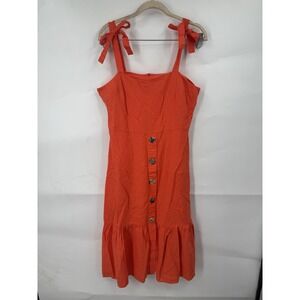 Emma & Michele Line Blend Midi Dress Women L Orange Peasant Milk Maid Coquette